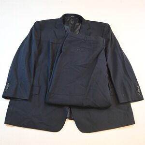 Joseph Feiss 56R 48x30 Navy Blue 100% Wool Mens Jacket Pants Suit